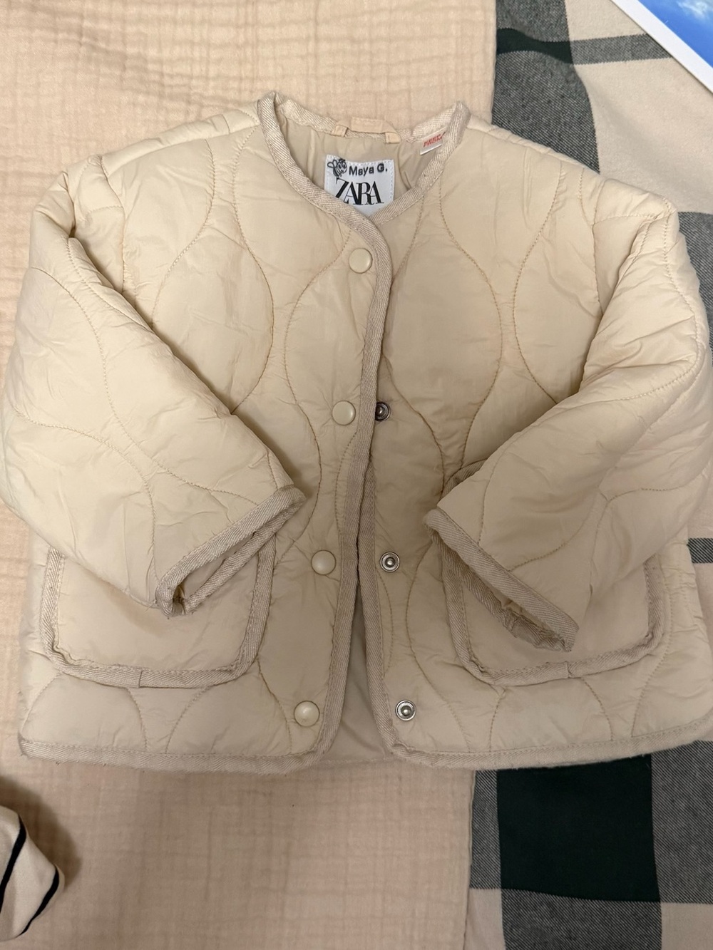 ZARA Kids Beige Quilted Puffer Jacket